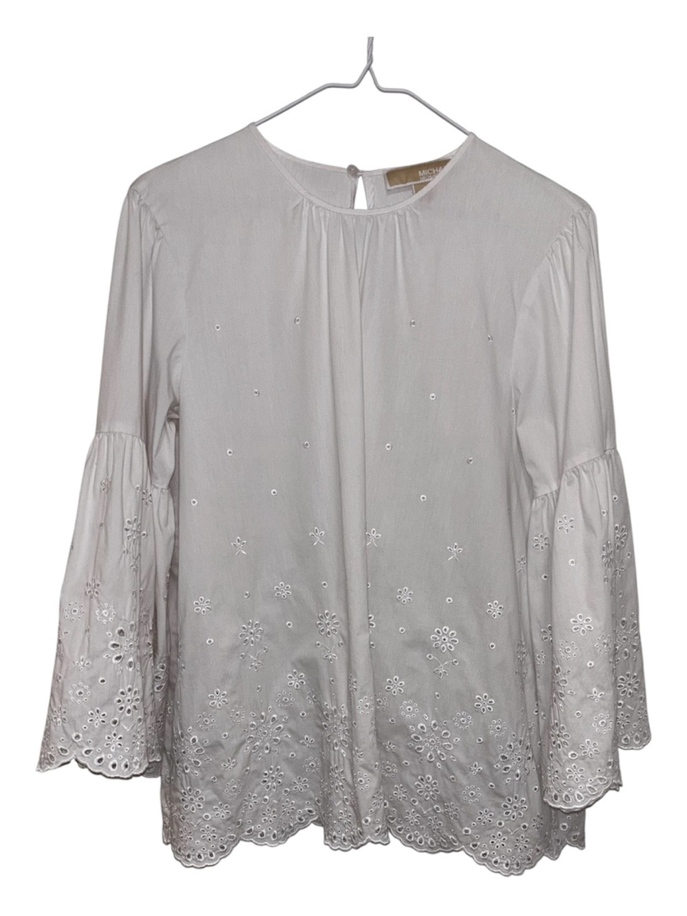 MICHAEL Michael Kors White Eyelet Bell-Sleeve Top